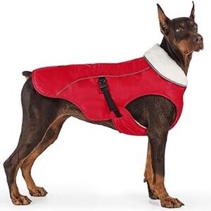 Emu Red Dog Jacket with White Collar